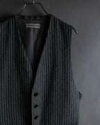 "ISSEY MIYAKE MEN" Random stripe pattern V-neck vest