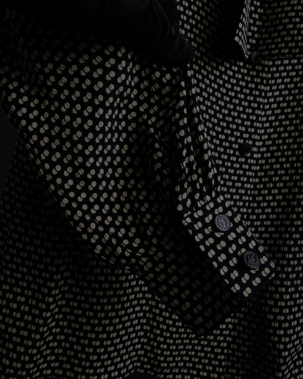 "Christian Dior PRETA PORTER" Ivory polka dot bow tie blouse