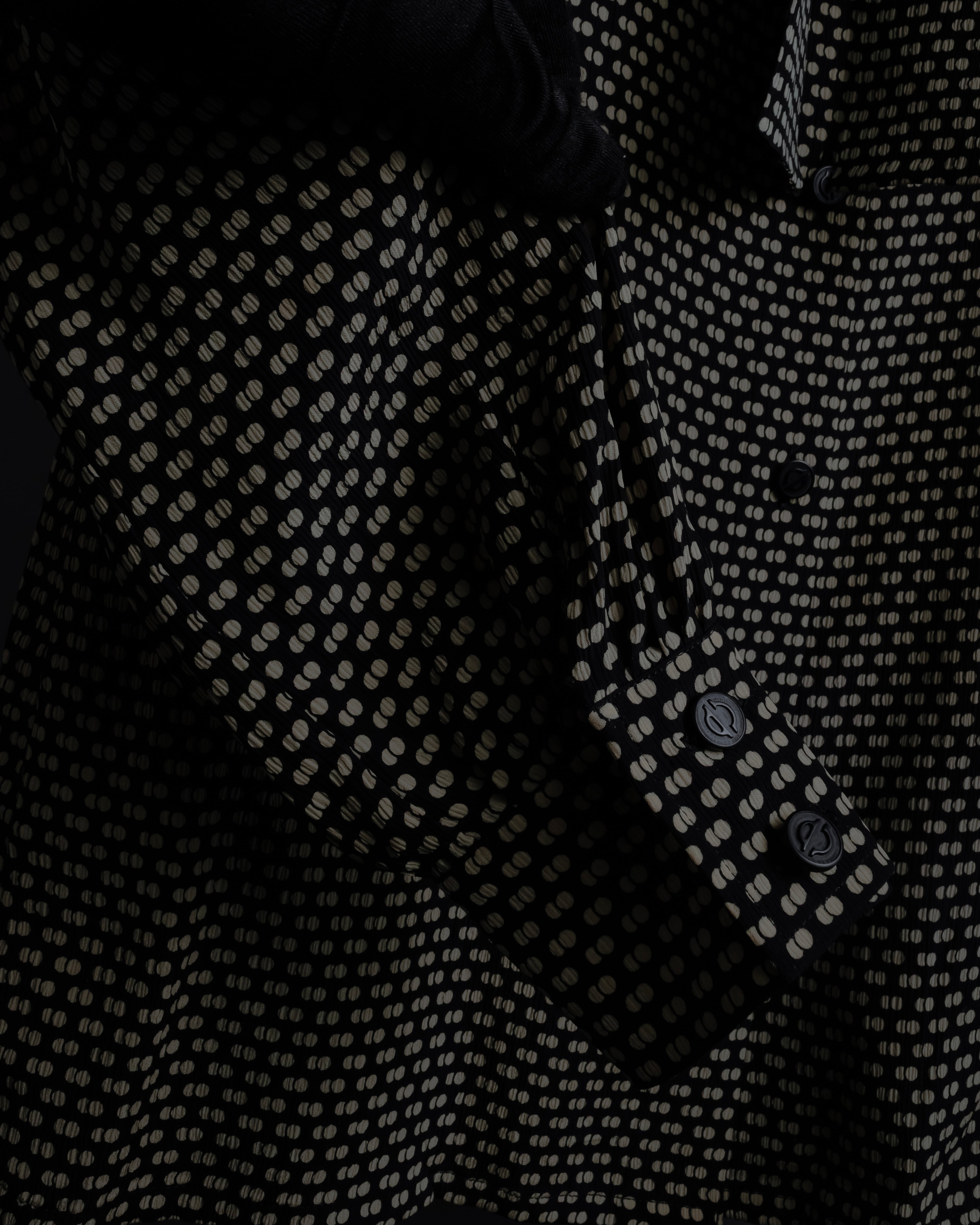 "Christian Dior PRETA PORTER" Ivory polka dot bow tie blouse