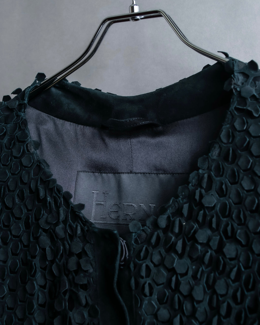 "HERNO" Laser cutwork design structured black dress