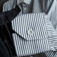 "YVES SAINT LAURENT" Fine pitch stripe pattern clerical design shirt