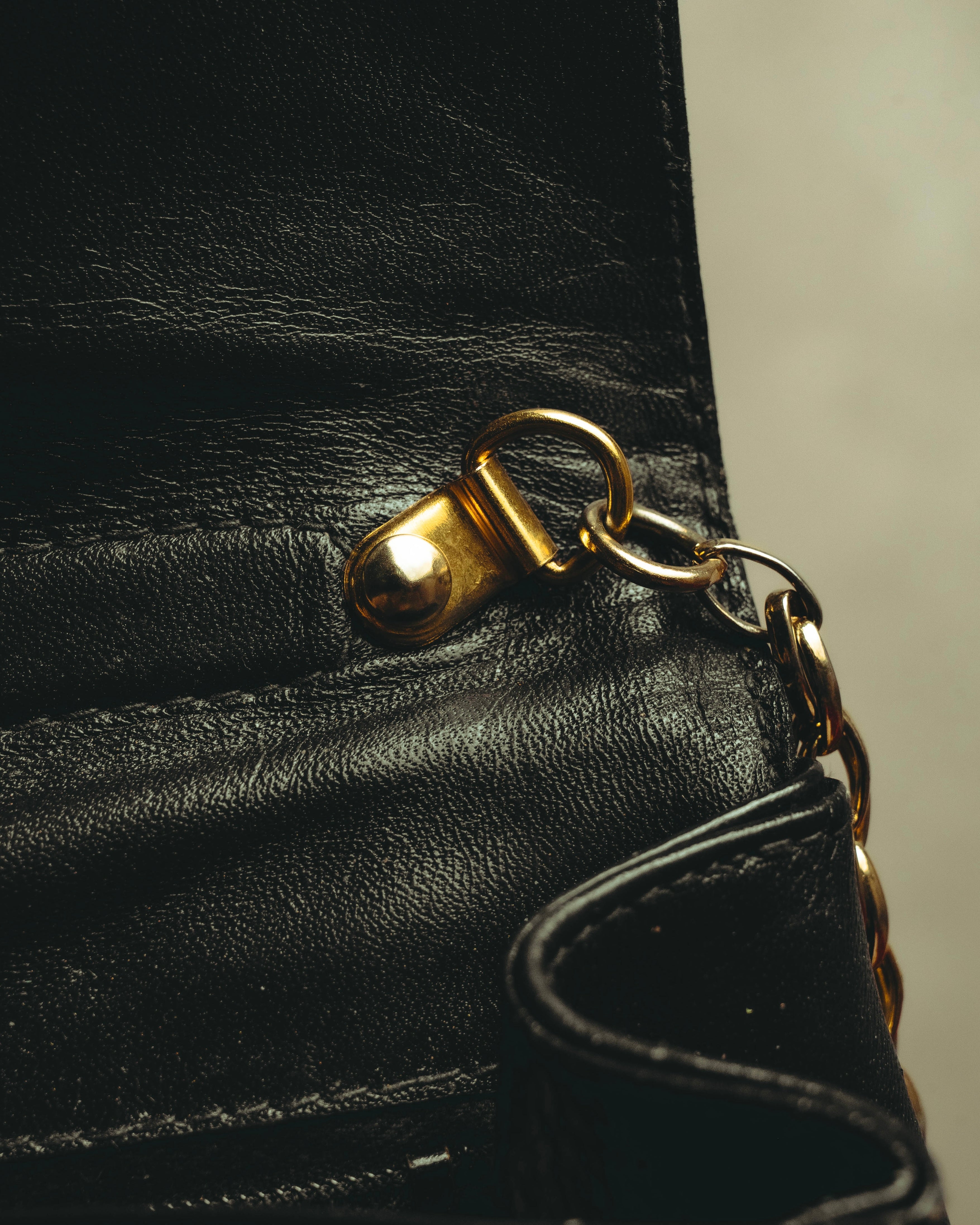 “BALENCIAGA” 80’s-early 90’s double BB leather chain shoulder bag