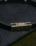 "Saint Laurent" 10's ID metal plate leather bracelet