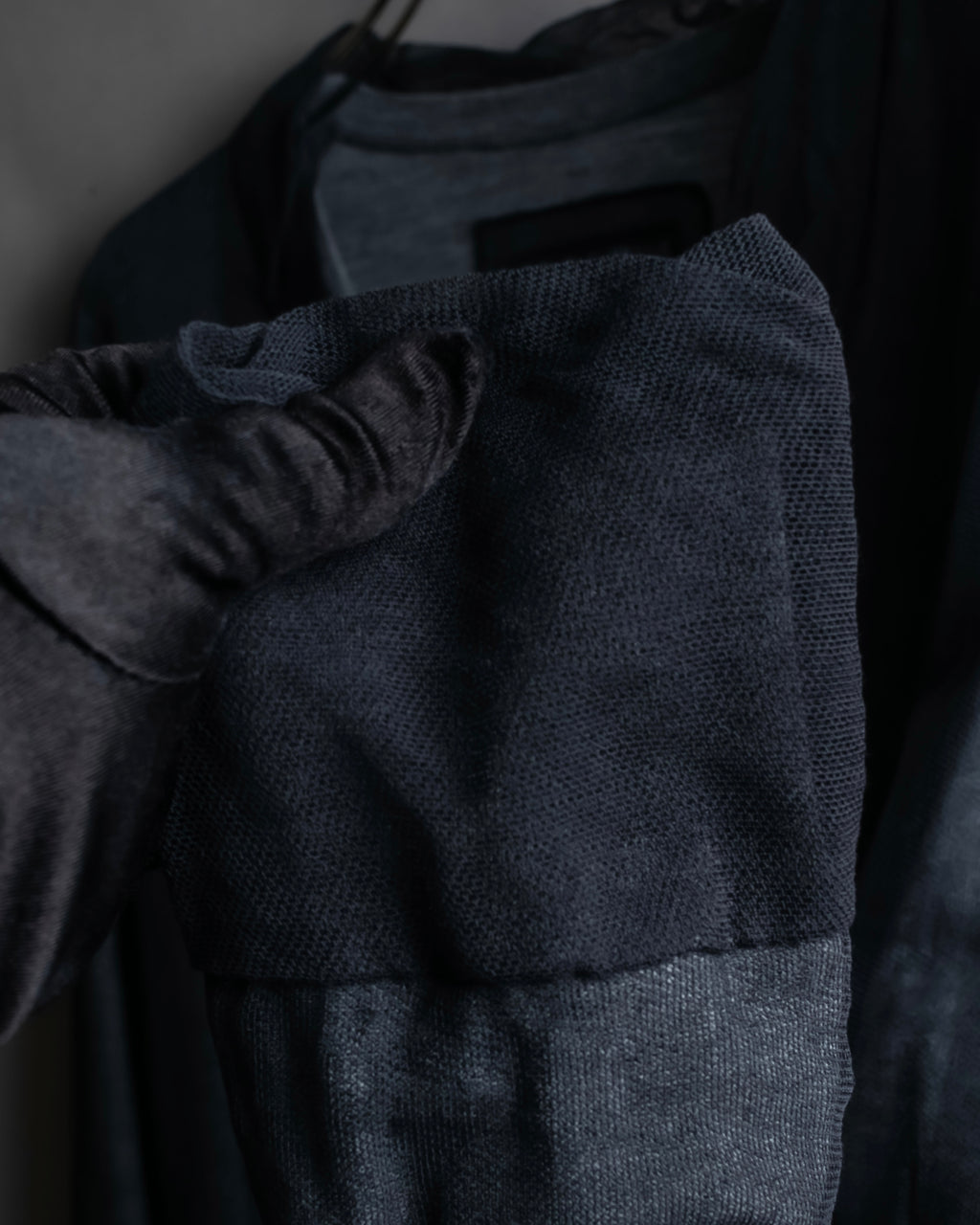 "DOLCE & GABBANA" Sheer layered V-neck grey knit