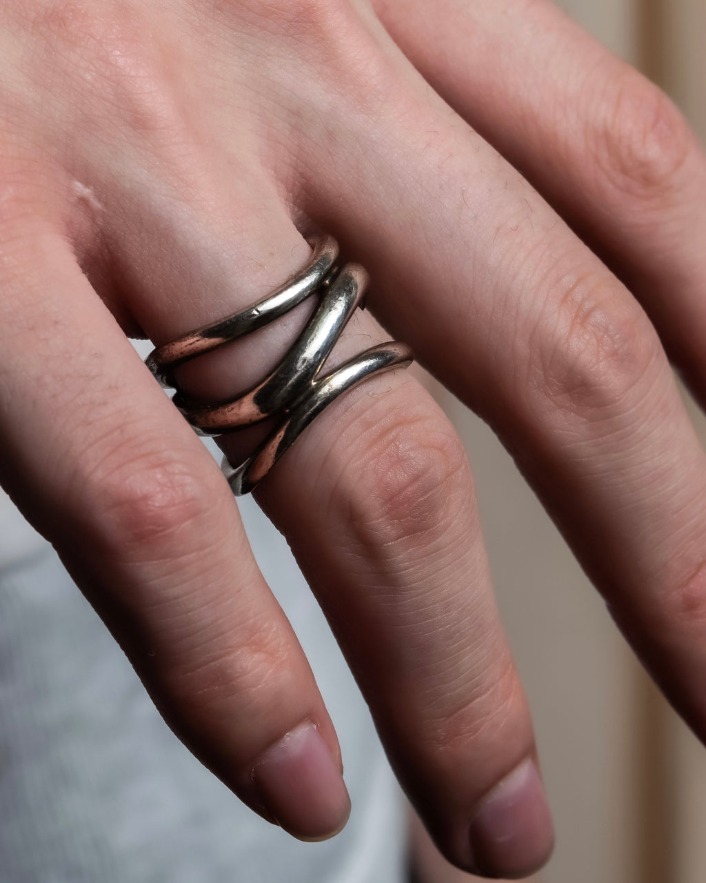 "agete" Three curves organic design silver925 ring