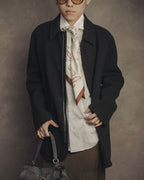 –SPECIAL– “HERMES” 90’s-00’s Concealed placket wool zip coat