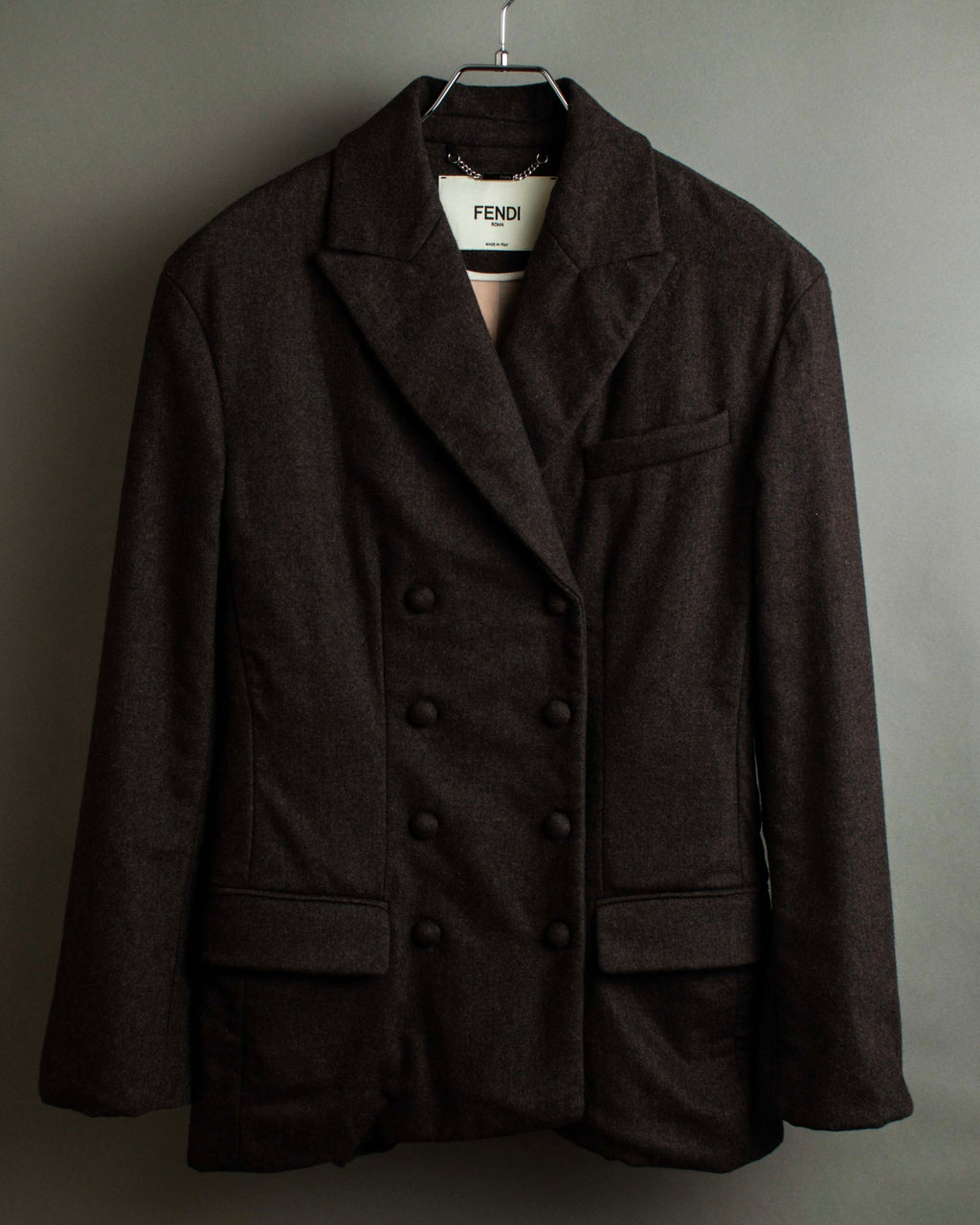 "FENDI" Double-breasted heavy duty wool flannel jacket