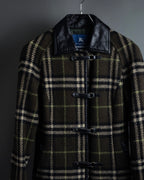"BURBERRY" Leather switching design check tweed coat