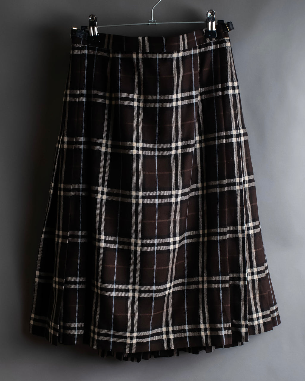 "BURBERRY" Brown tartan check pleated wrap skirt