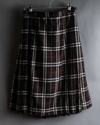 "BURBERRY" Brown tartan check pleated wrap skirt