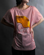 "Christian Dior" Stripe pattern front print tunic