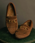 “GUCCI” 90’s-00’s Horsebit suede fringe loafers