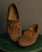“GUCCI” 90’s-00’s Horsebit suede fringe loafers