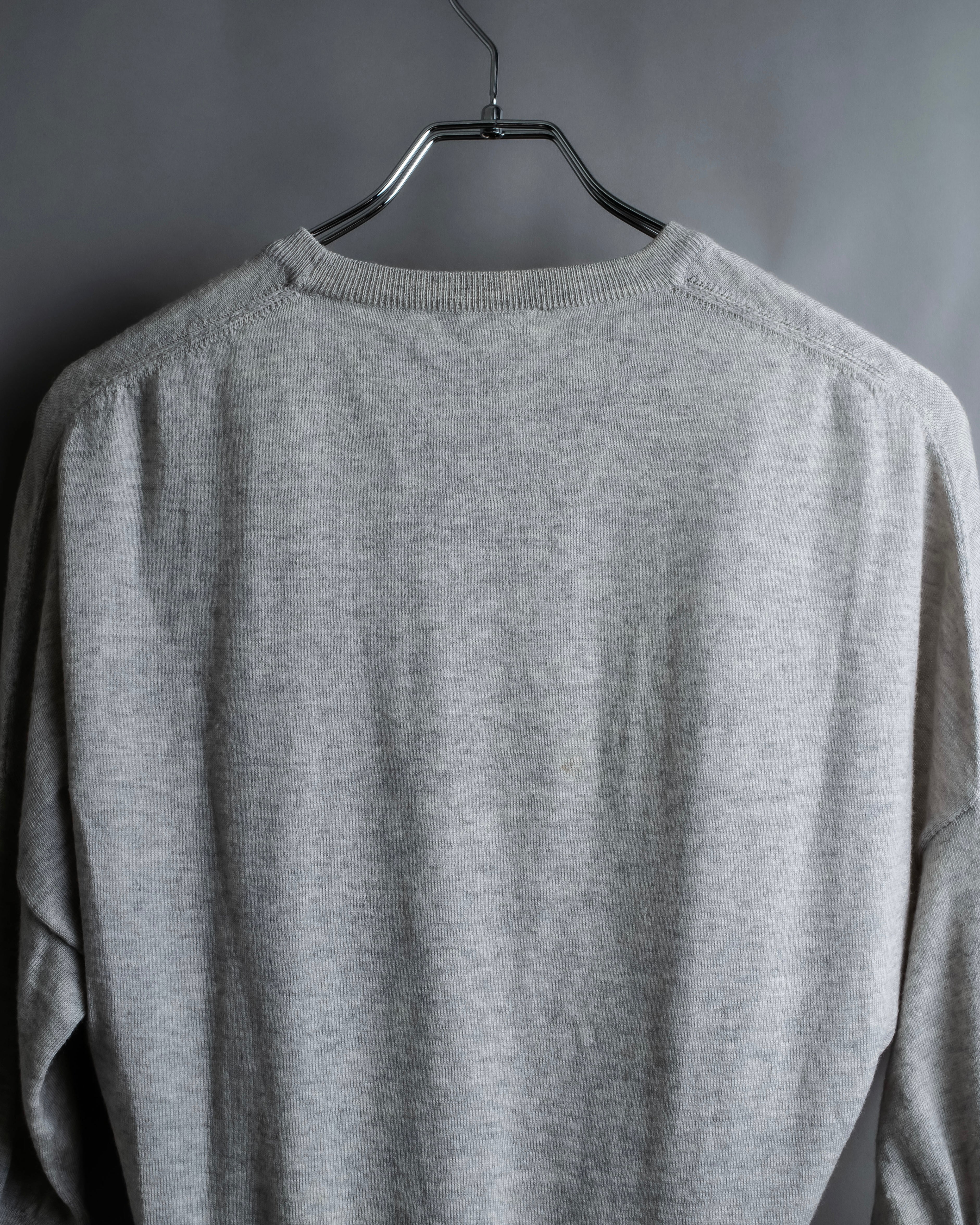 "JIL SANDER" Solid texture V neck mixed knit