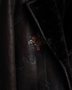 “KENZO” 80’s Folkloric shearling-lined leather long coat