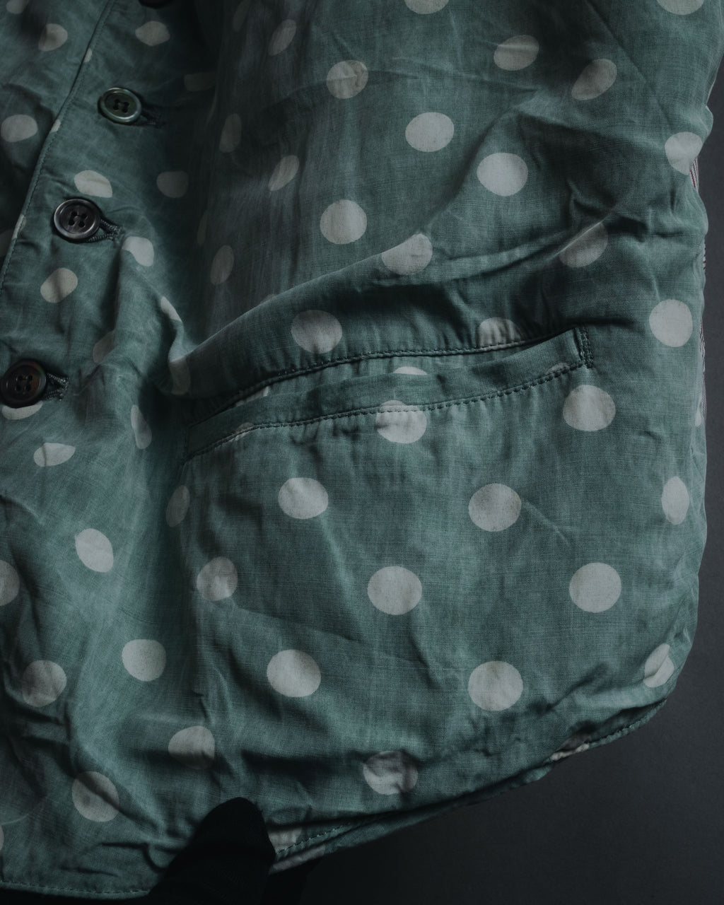"COMME des GARÇONS HOMME"
Early 90s polka-dot rayon tailored vest