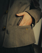 –SPECIAL– "Hermès" 70's-80's Equestrian wool tailored jacket