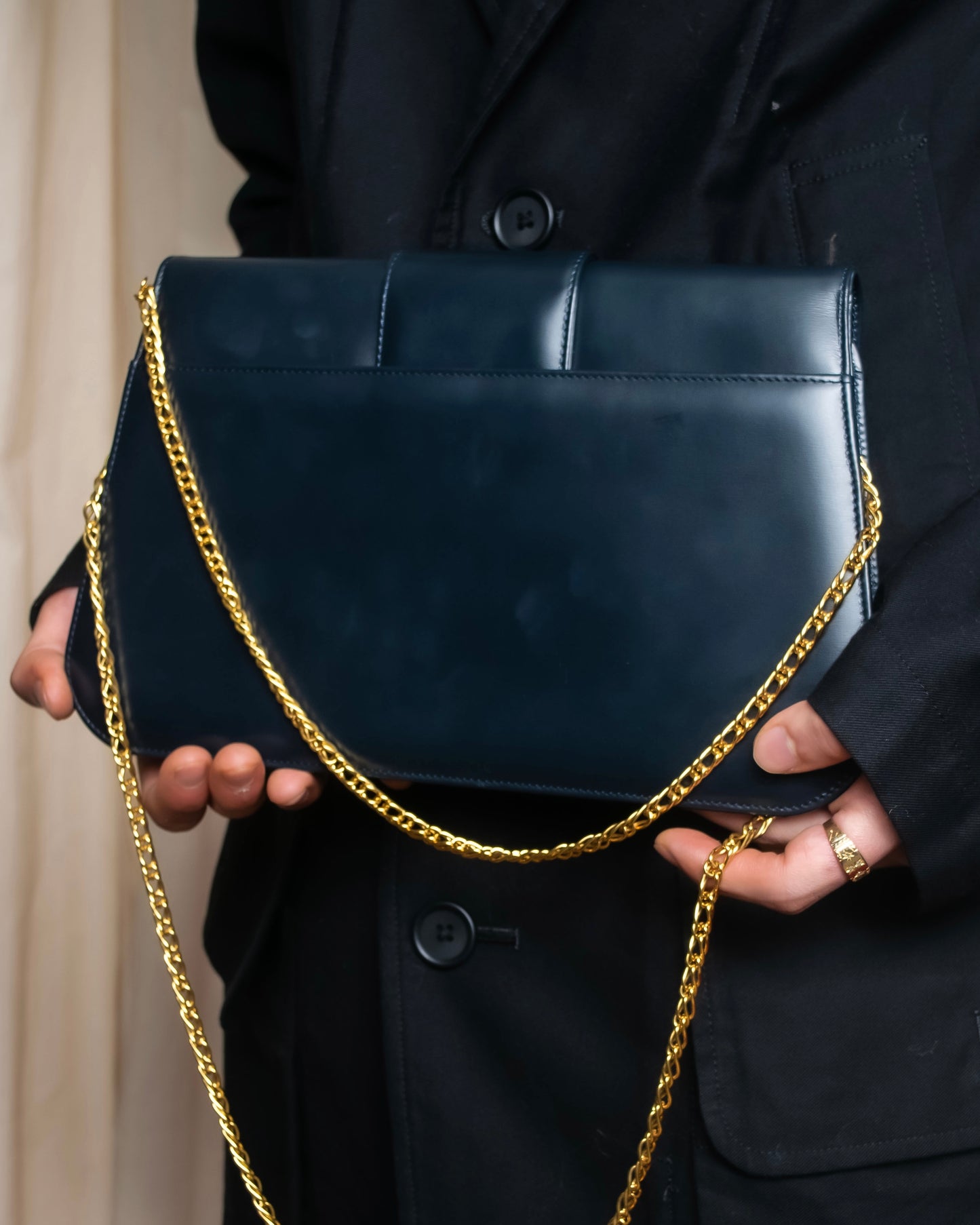 "Cartier" Sapphire rhinestone chain shoulder bag