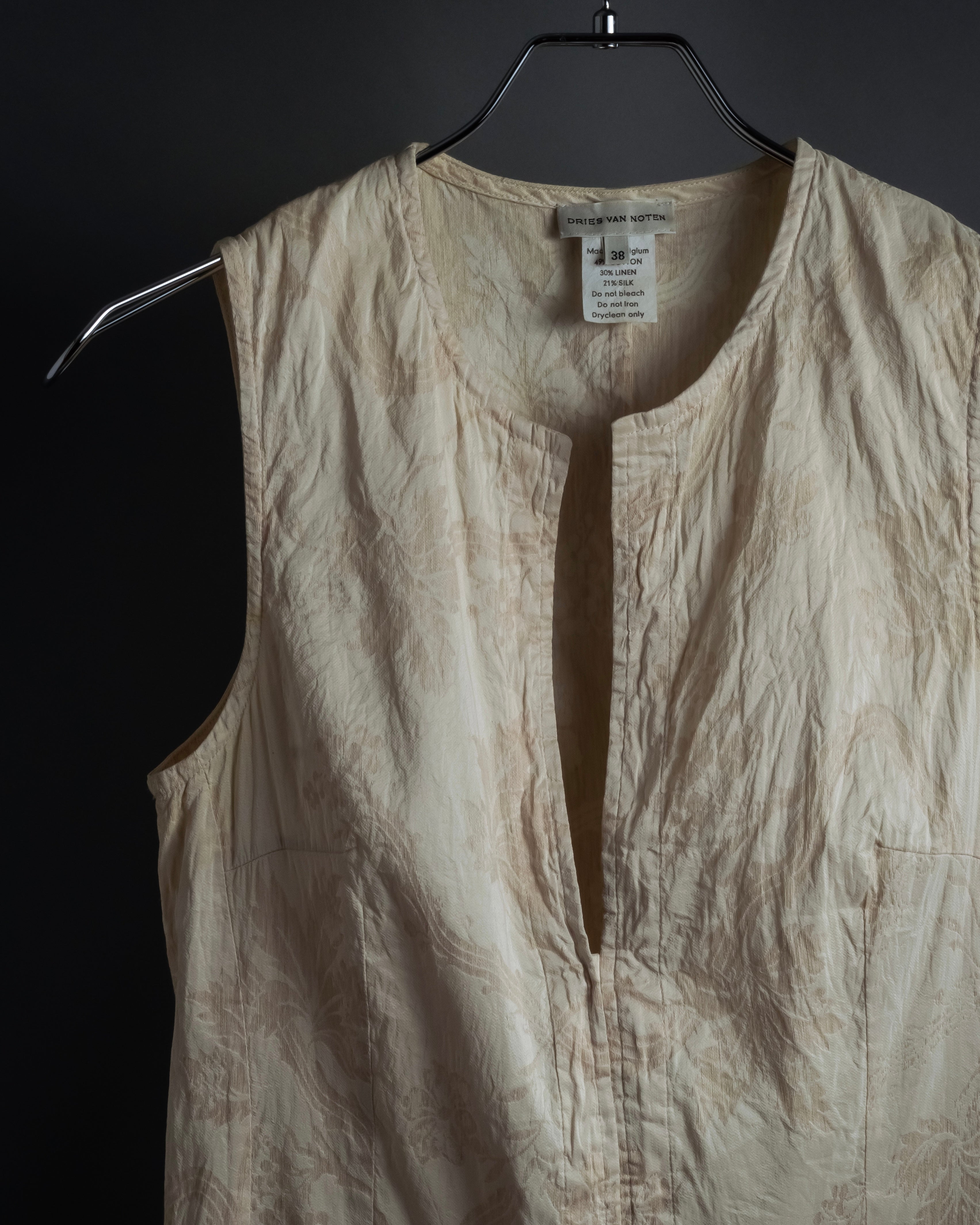 "DRIES VAN NOTTEN" Botanical print wrinkled tiered ruffle design vest