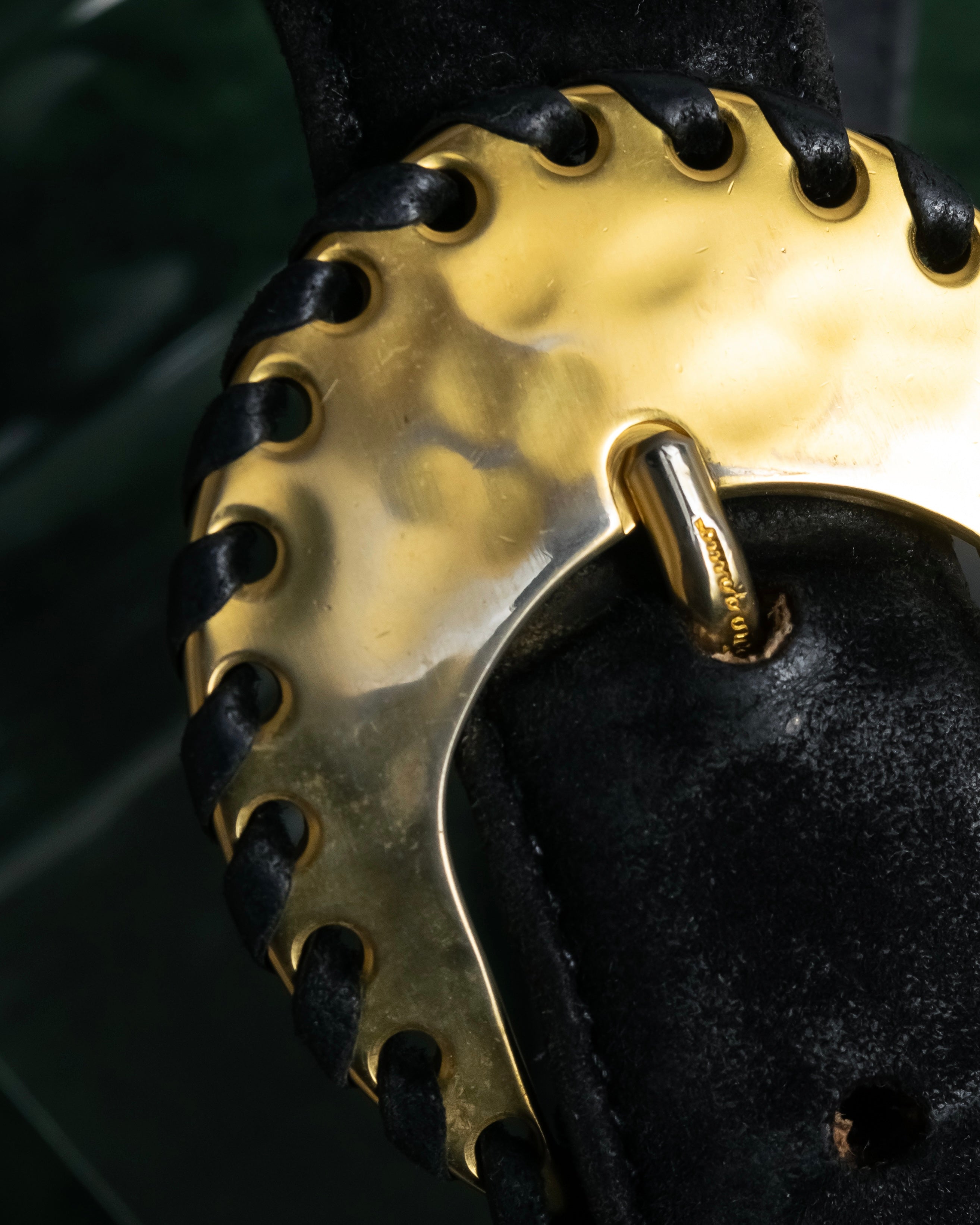 "Salvatore Ferragamo" Signature sculptural buckle suede leather belt