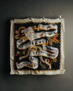 "Salvatore Ferragamo" 90's-00's Vintage arctic fauna and scrolling ribbon silk scarf