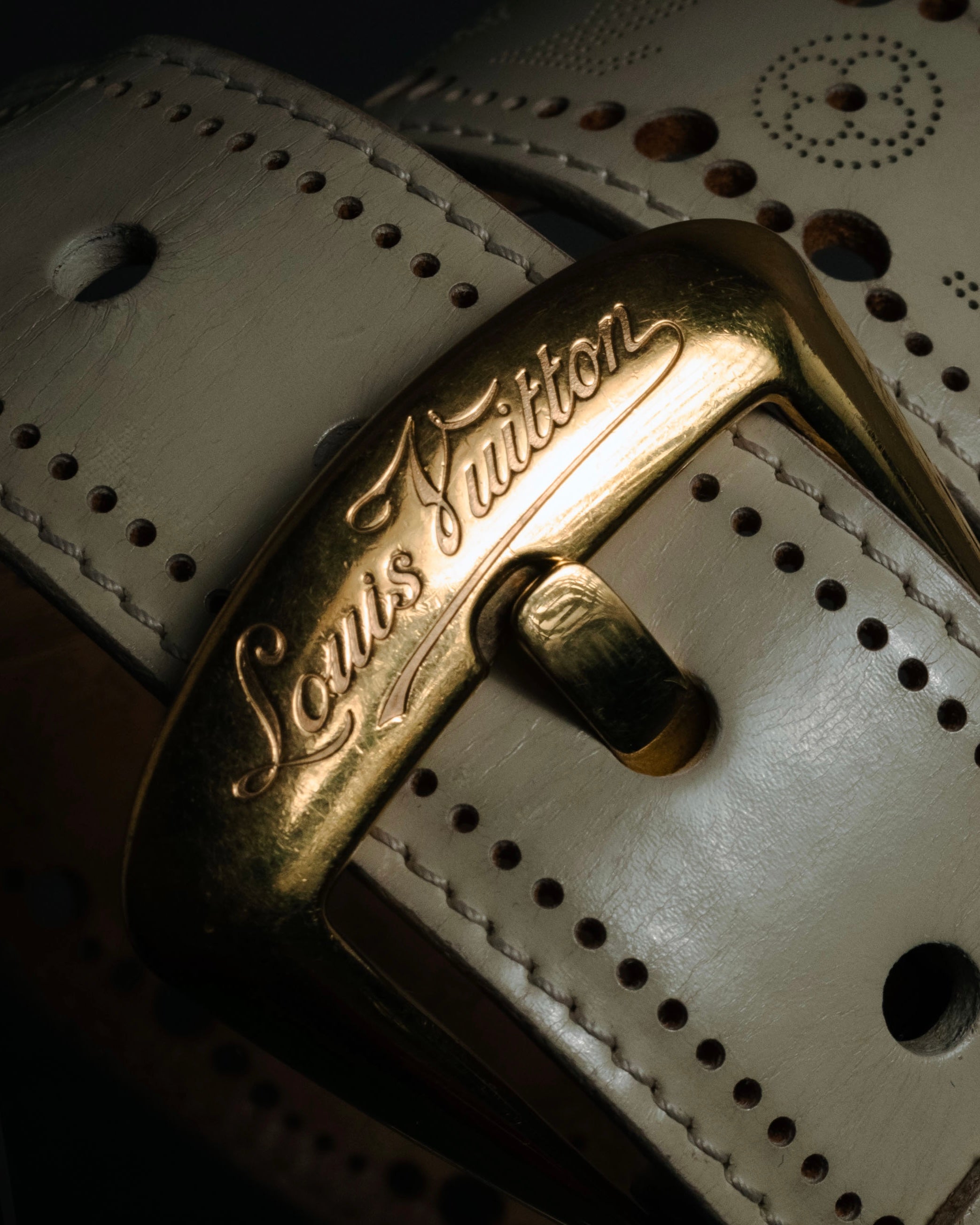 "LOUIS VUITTON" 00’s perforated monogram leather belt