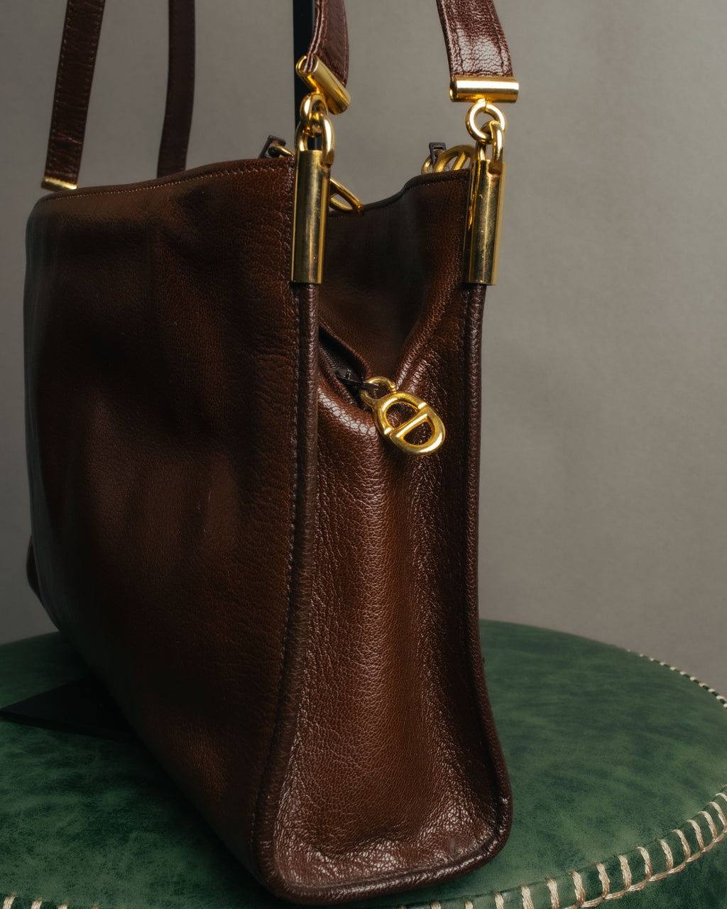 “Christian Dior” 80’s-90’s D motif leather shoulder bag