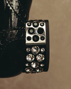 -SPECIAL- “Miu Miu” 2010’s Crystal embellished heel patent leather brogue shoes