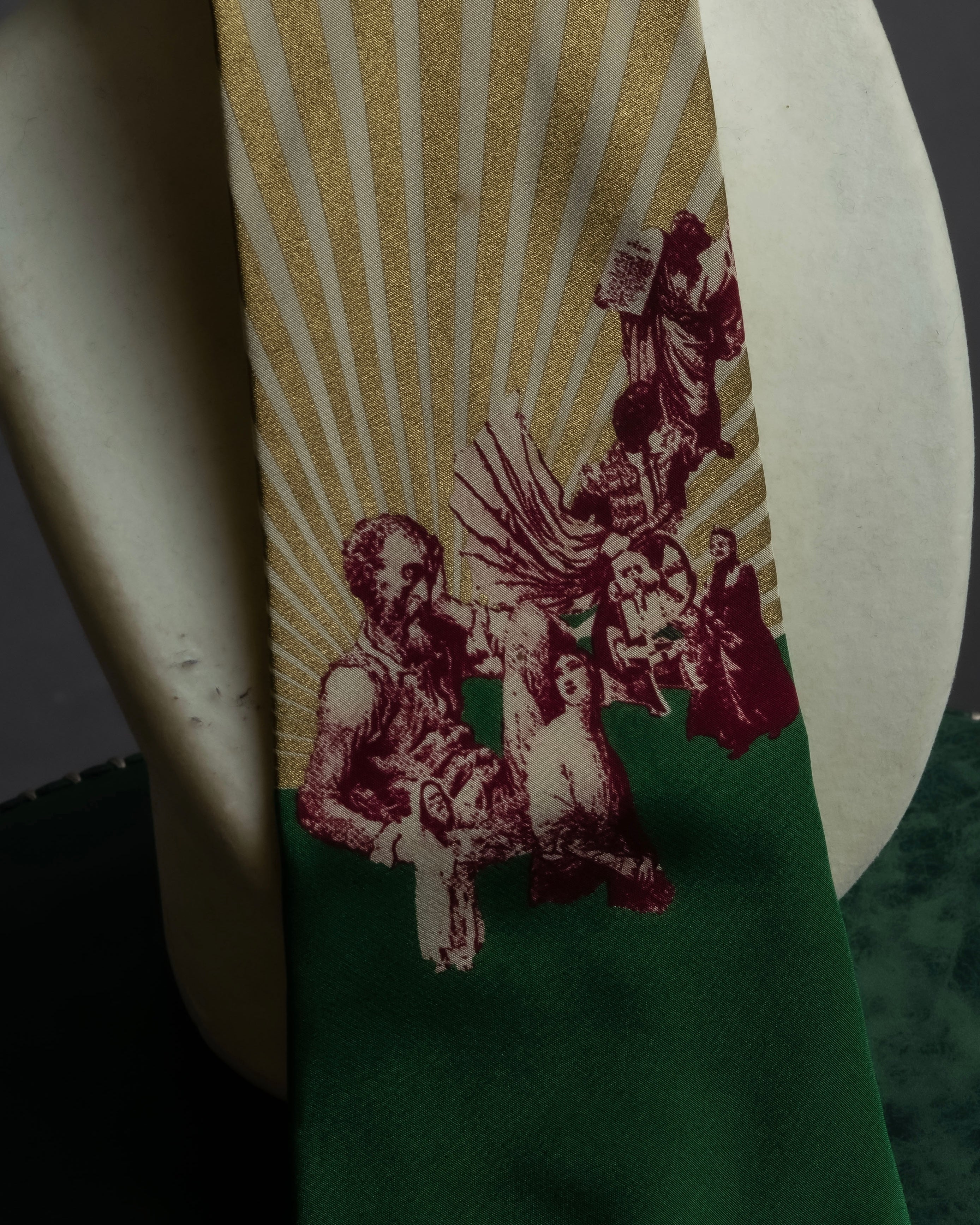 "JEAN PAUL GAULTIER" Radiation gold & human pattern silk neck tie