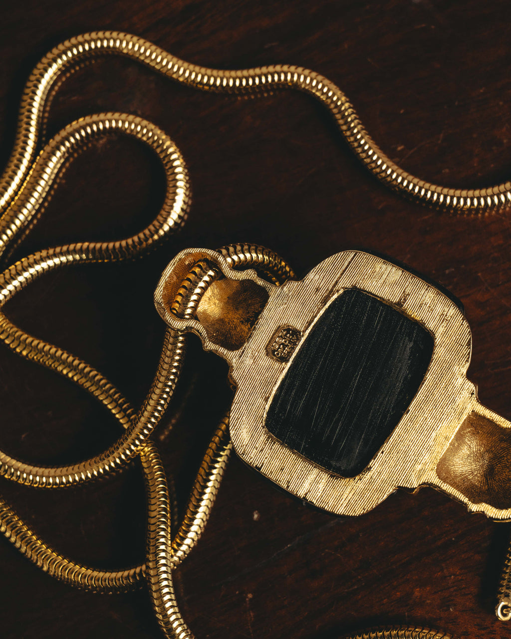 "Christian Dior" 1974 Sculptural black pendant necklace