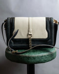 "Chloe" Leather &amp; canvas combination design chain crossbody bag