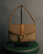 "GUCCI" 70's-80's Micro GG monogram canvas shoulder bag with stirrup hardware