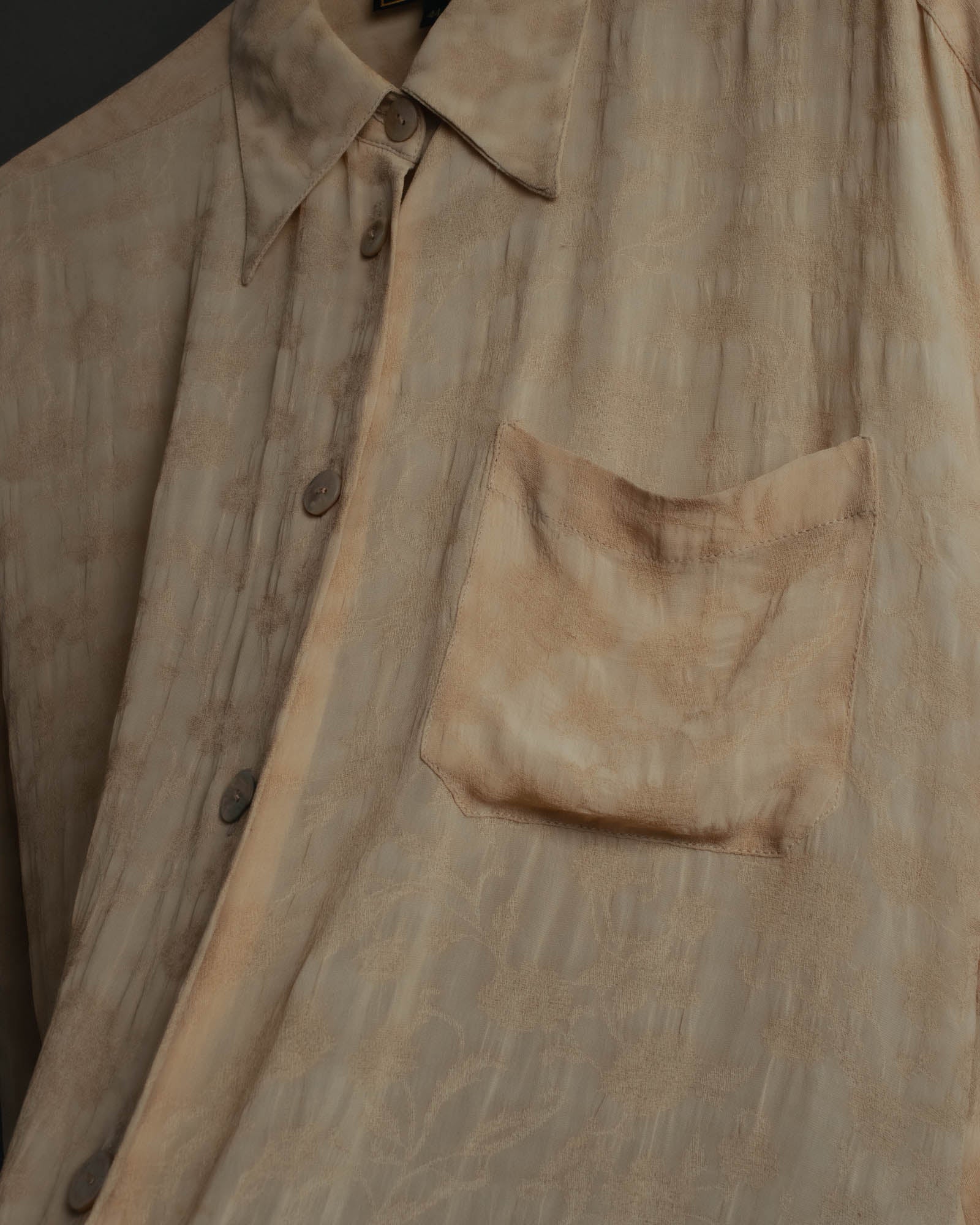 "FENDI" 80's-90's Draped rayon jacquard shirt