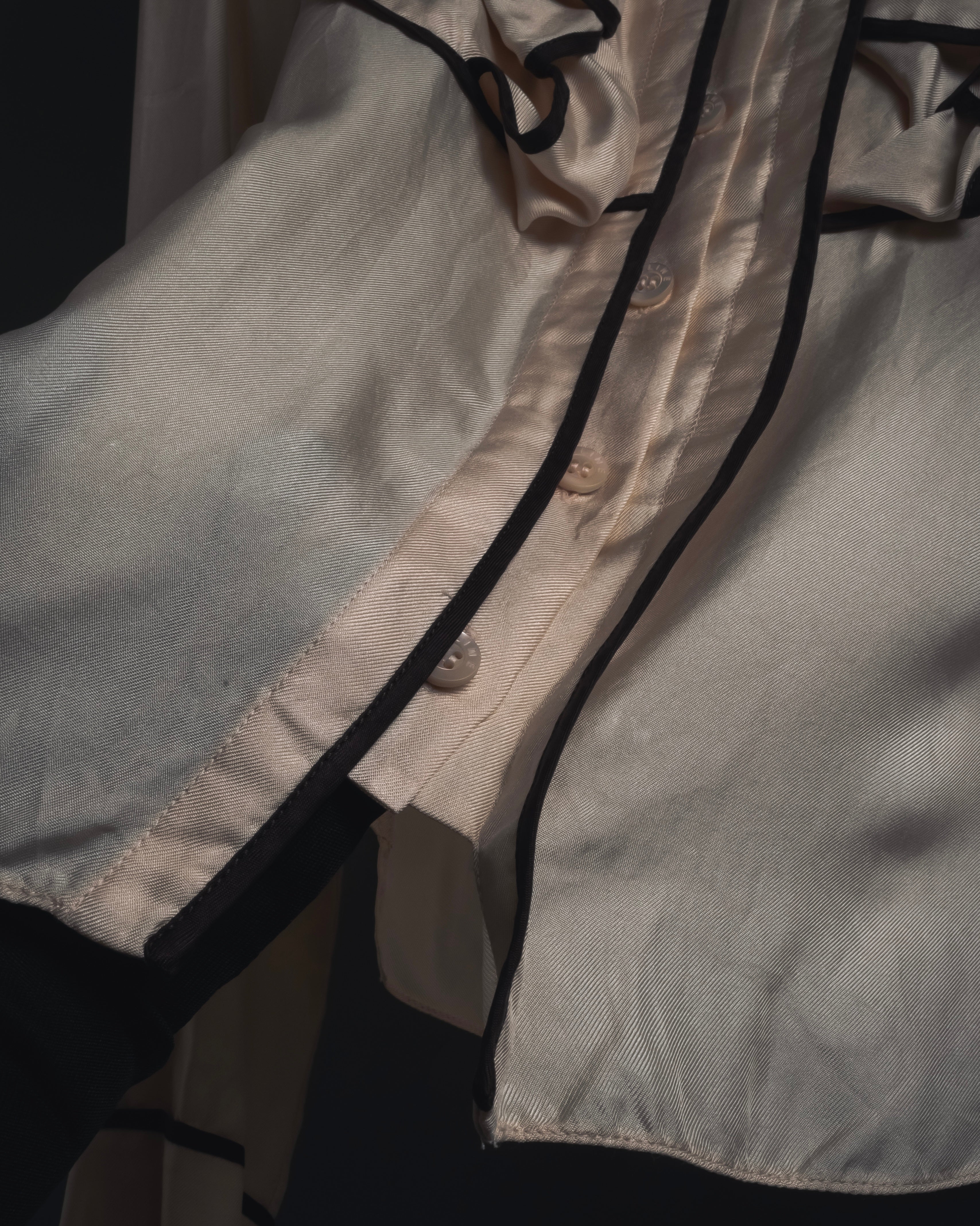 "CELINE" 00’s Piped ruffle silk blouse