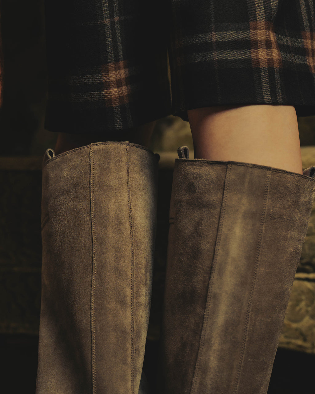 -SPECIAL- “Dior” 00’s Taupe suede square toe riding boots