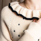 "Christian Dior" Star print frill detail cable knit tunic pullover