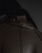 -SPECIAL- "LOEWE" 80’s Military detail stencil leather coat