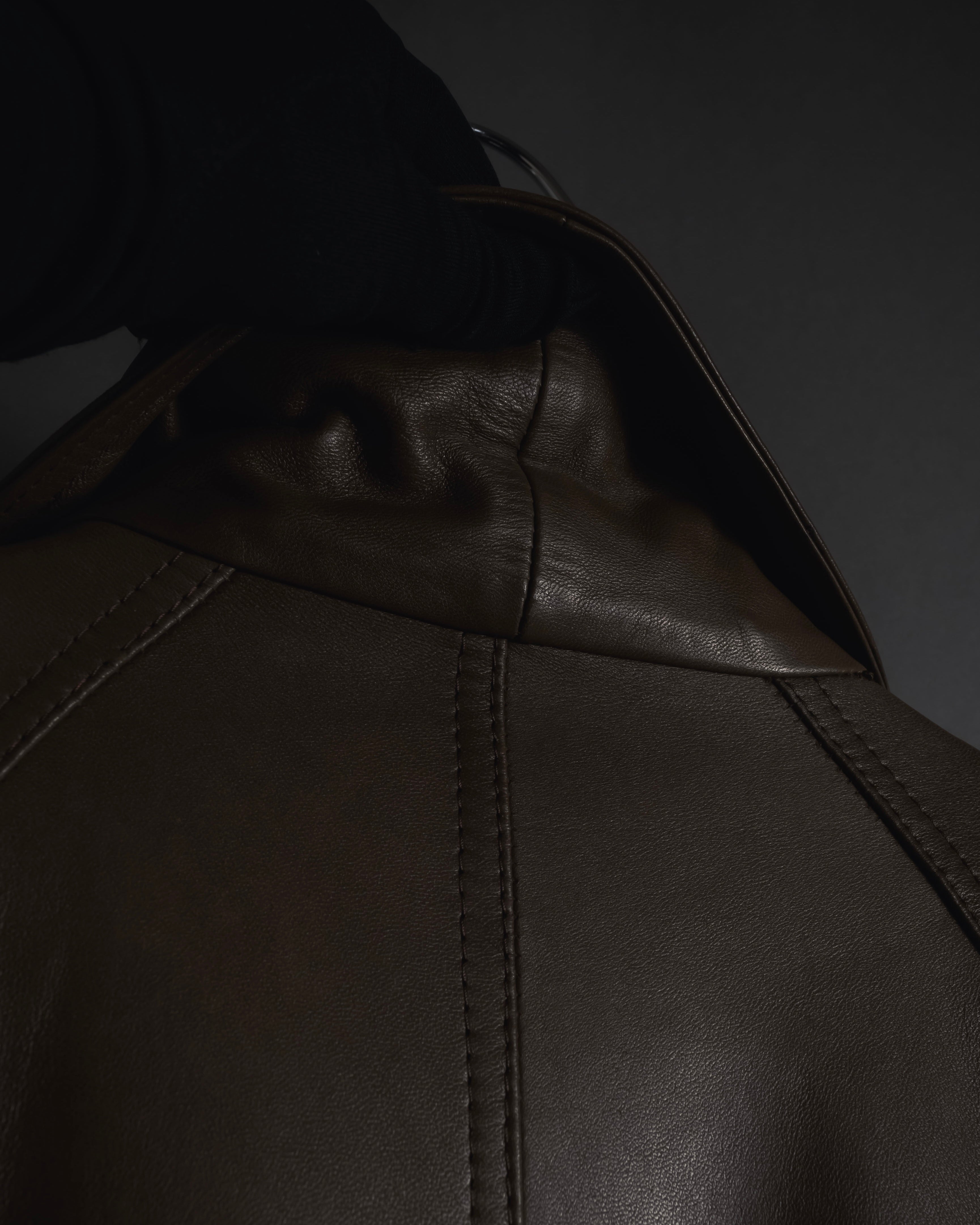 -SPECIAL- "LOEWE" 80’s Military detail stencil leather coat