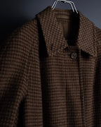 "BURBERRYS" Houndstooth pattern belted stand collar coat