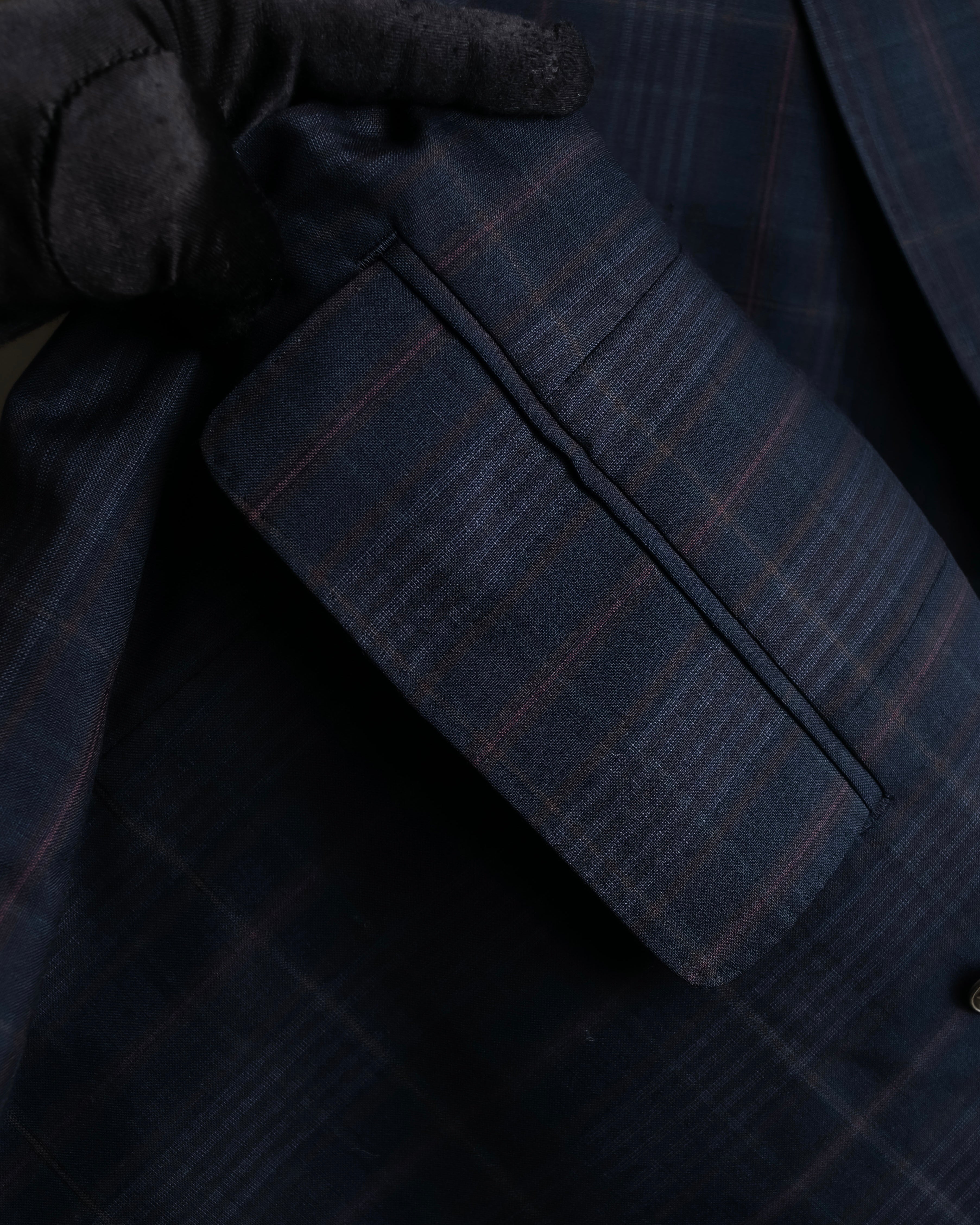 "BURBERRYS" Micro check pattern metal button blazer