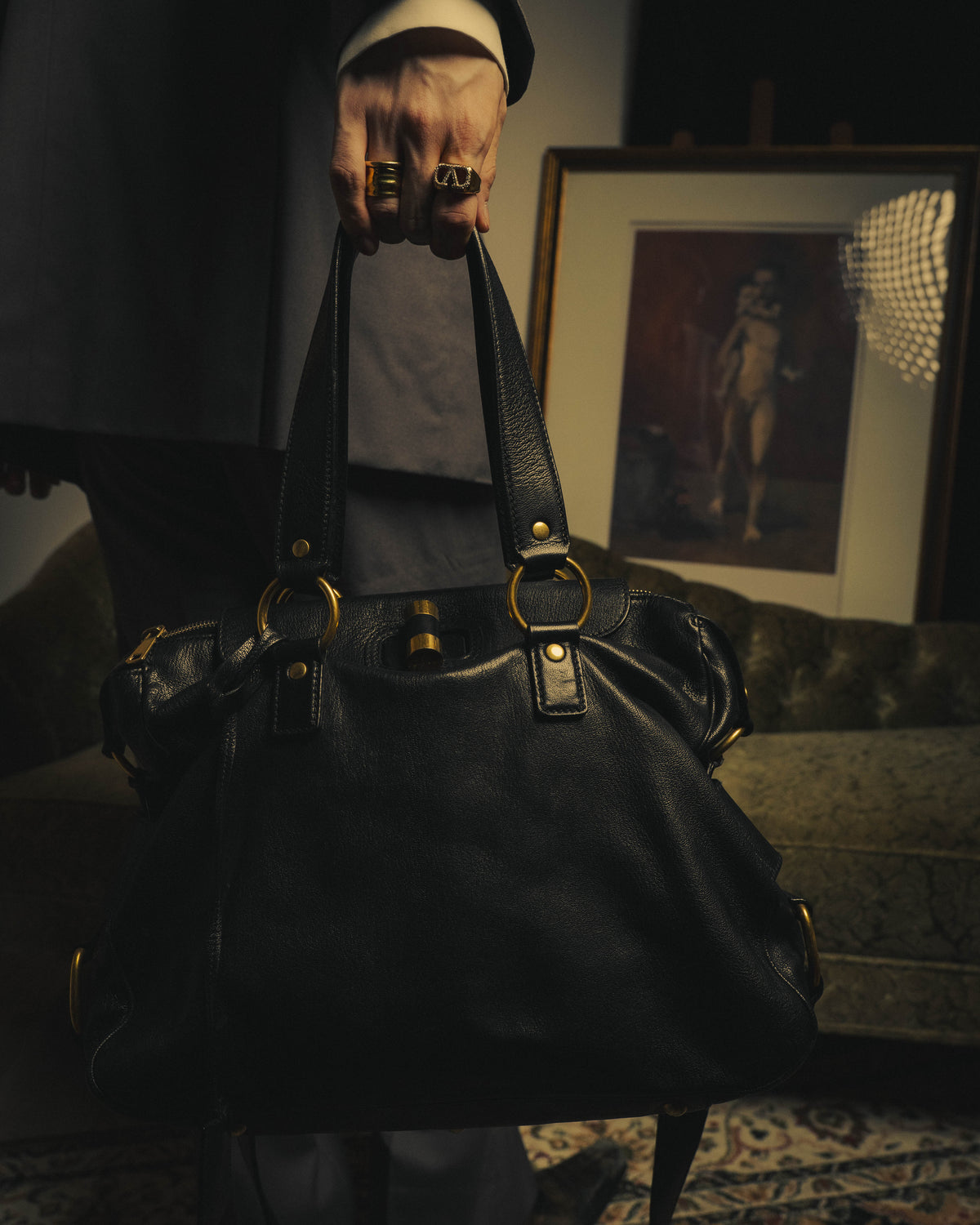 "–SPECIAL– Yves Saint Laurent" 00's-10's Soft leather 2-way handbag