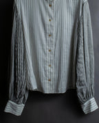 "LOEWE" Balloon sleeve striped high neck shirt