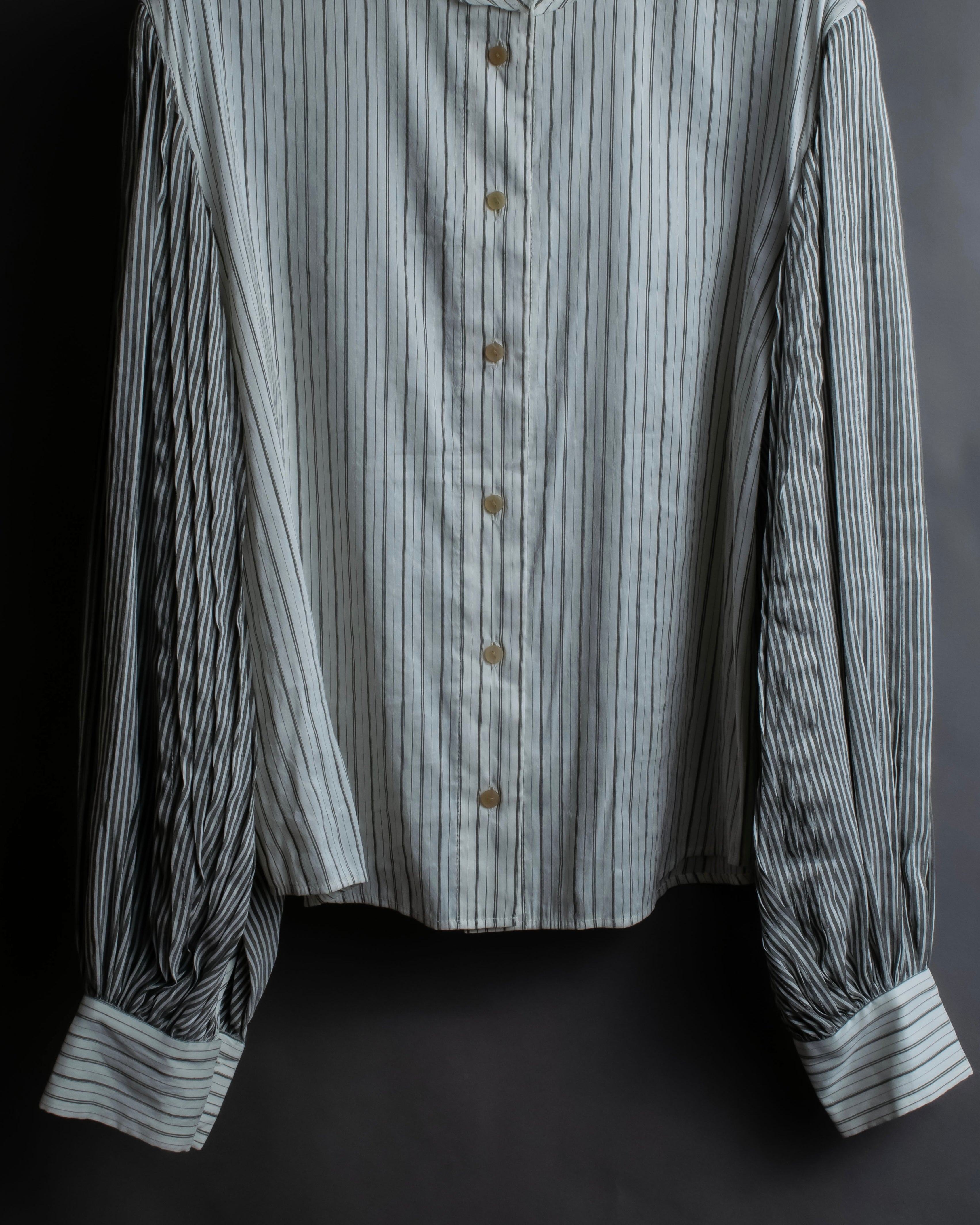 "LOEWE" Balloon sleeve striped high neck shirt