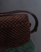 "GUCCI" 70's Embossed suede flap shoulder bag