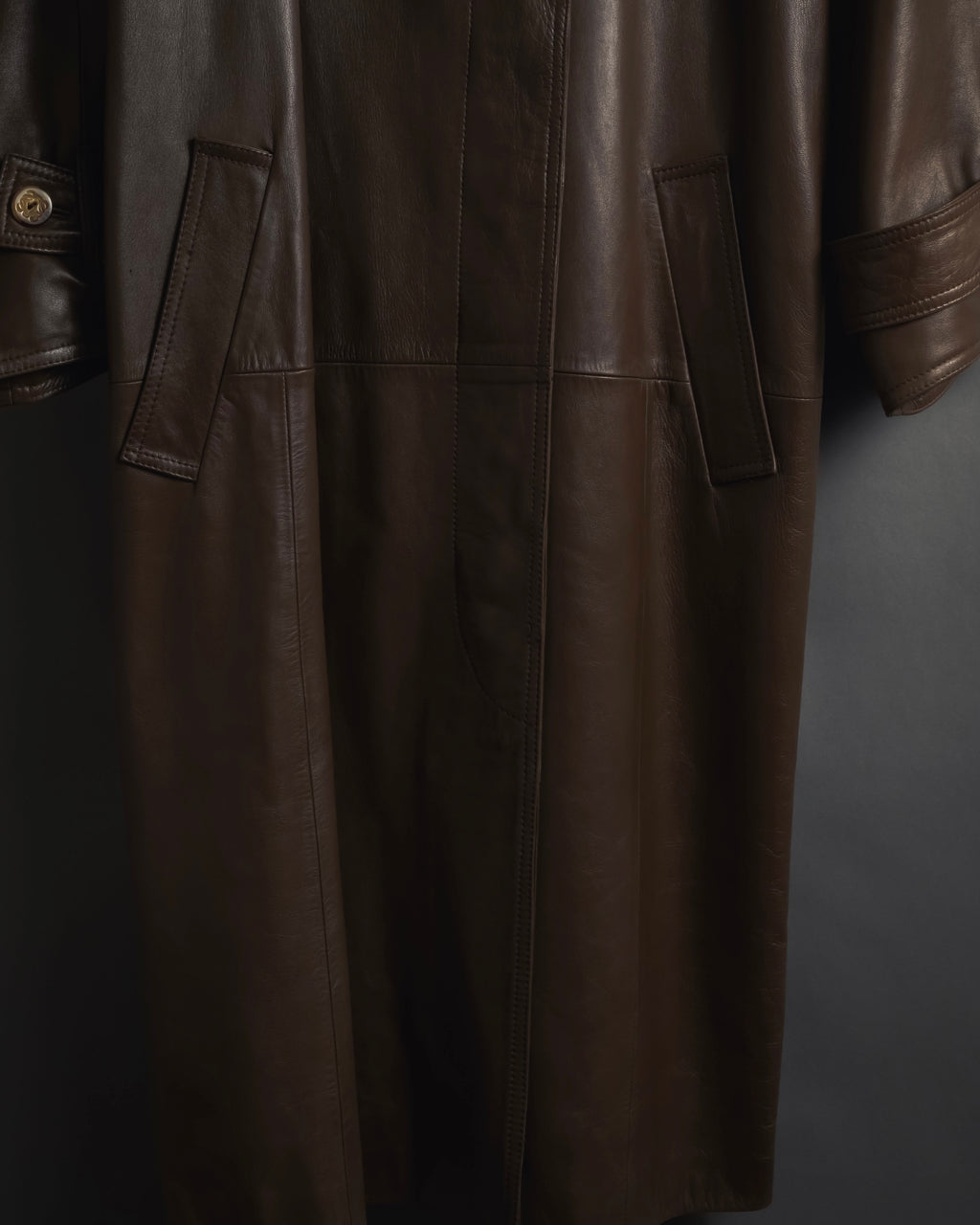 -SPECIAL- "LOEWE" 80’s Military detail stencil leather coat