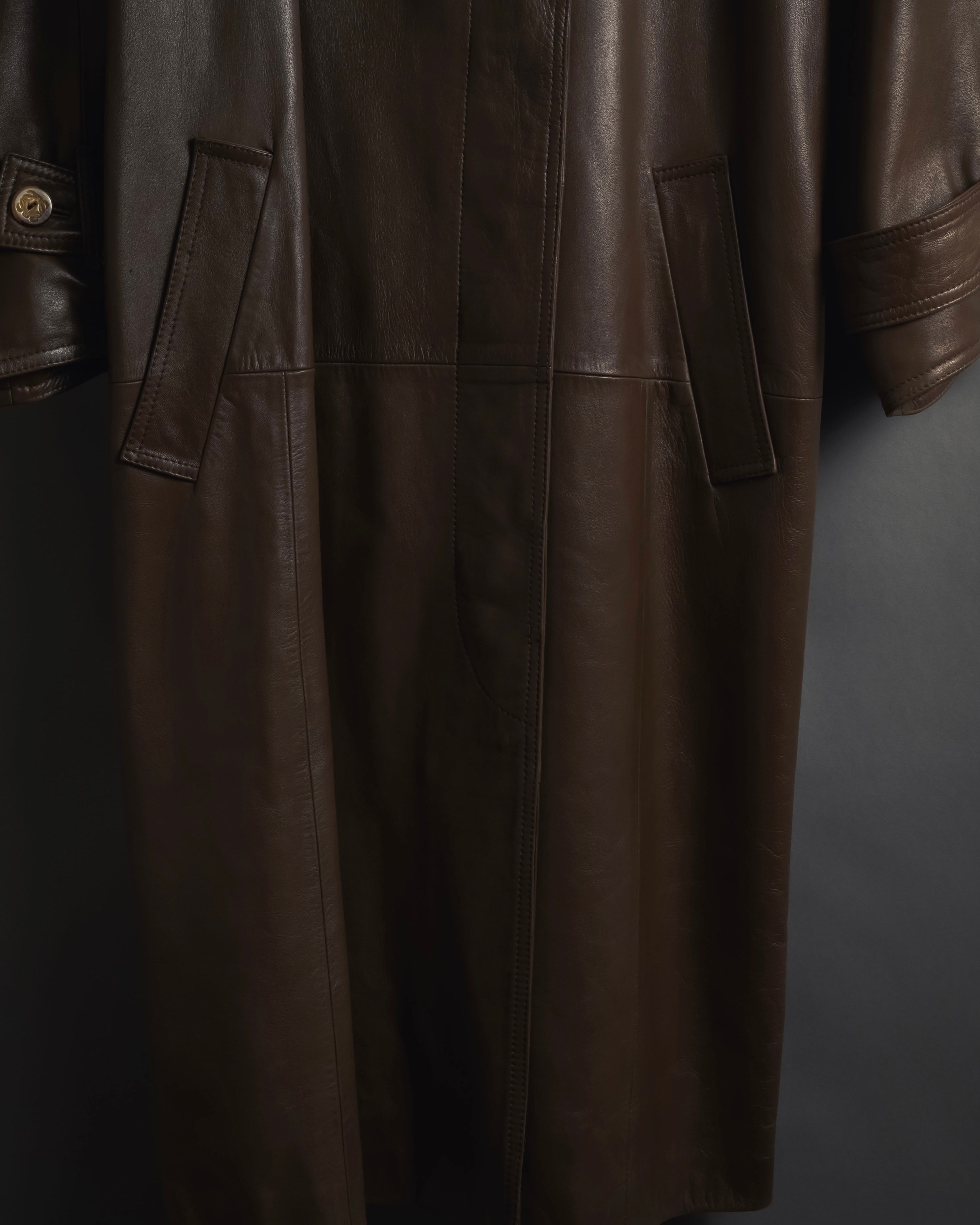 -SPECIAL- "LOEWE" 80’s Military detail stencil leather coat