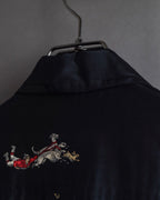 "Christian Dior" Hand painted greyhound motif silk blouse