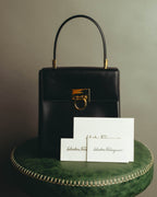 "Salvatore Ferragamo" 90's-00's Structured leather top handle handbag