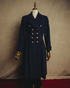 "Yves Saint Laurent" 80's-90's Gold-buttoned double-breasted wool coat