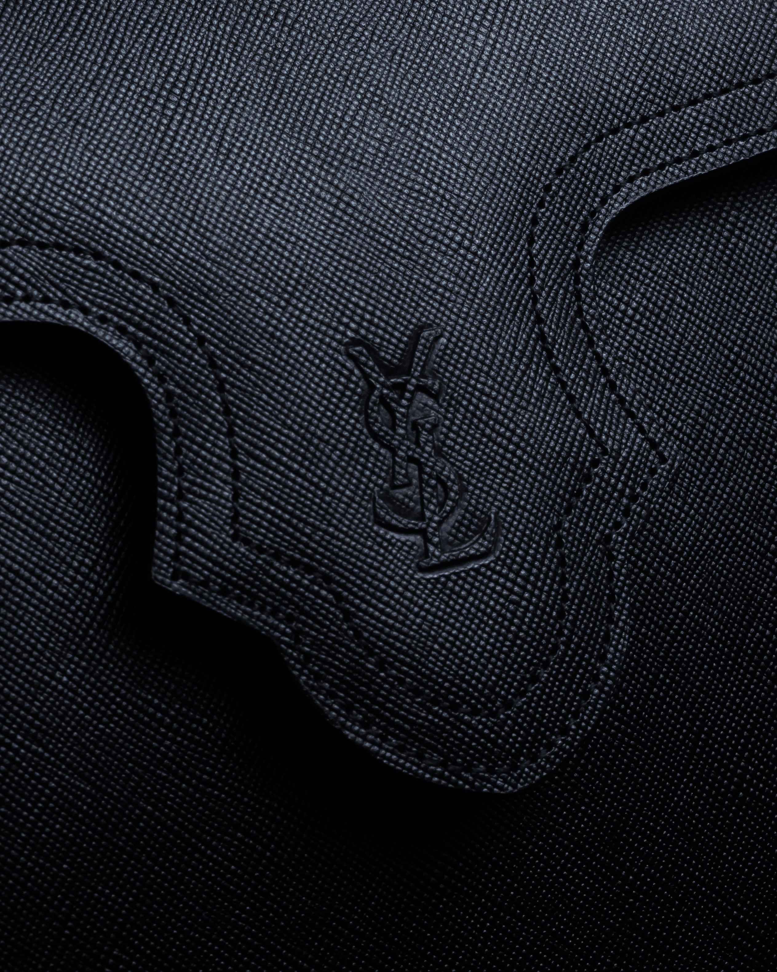 "YVES SAINT LAURENT" Cassandra logo engraved flap design leather bag